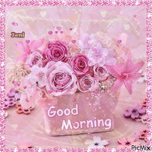Pink Rose Basket Good Morning