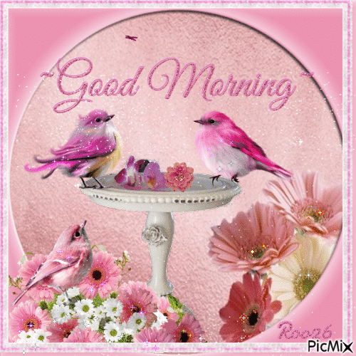 Two Pink Birds Good Morning