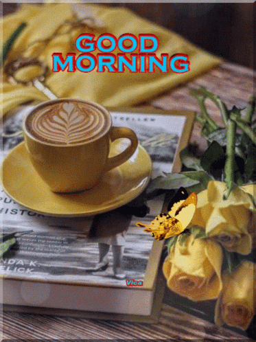 Good Morning Coffee With Beautiful Flowers Gif