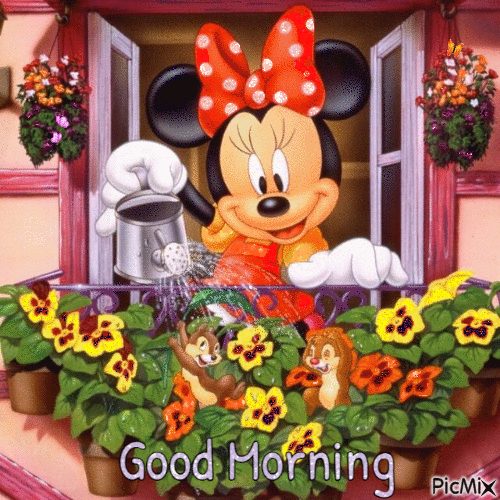 Good Morning Disney With Colorful Flowers